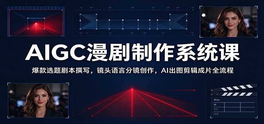 AIGC漫剧制作系统课:爆款选题剧本撰写,镜头语言分镜创作,AI出图剪辑成片全流程