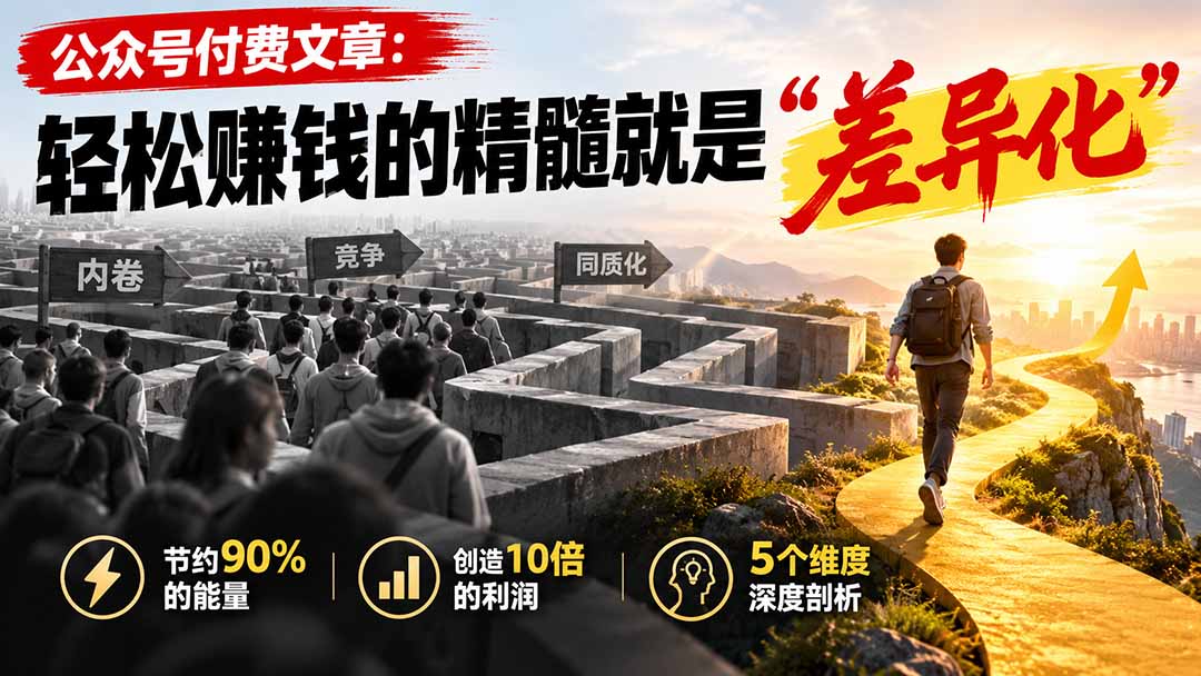 (20779期)公众号付费文章:轻松赚钱的精髓就是“差异化”插图1 (20779期)公众号付费文章:轻松赚钱的精髓就是“差异化”插图1