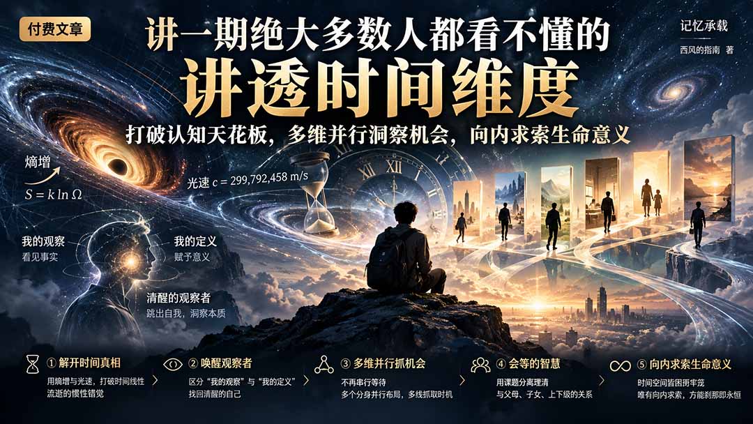 (21267期)付费文章:讲一期绝大多数人都看不懂的,讲透时间维度,打破认知天花板,多维并行洞察机会,向内求索生命意义
