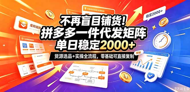 （20955期）不再盲目铺货！拼多多一件代发矩阵落地攻略，提供优质货源店铺运营全流程，零基础可直接复制
