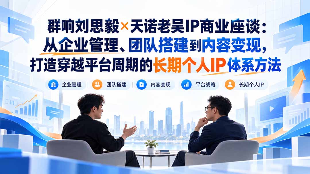 (20771期)群响刘思毅×天诺老吴IP商业座谈:从企业管理、团队搭建到内容变现,打造穿越平台周期的长期个人IP体系方法插图1 (20771期)群响刘思毅×天诺老吴IP商业座谈:从企业管理、团队搭建到内容变现,打造穿越平台周期的长期个人IP体系方法插图1