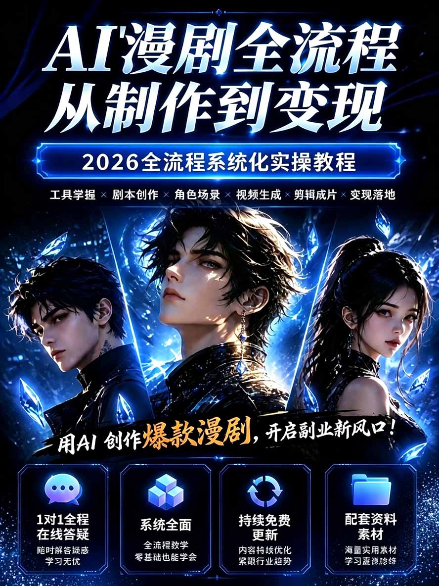 (20906期)【无水印】2026AI漫剧创作与商业变现掘金营:打通选题→AI编剧→角色场景→自动分镜→视频生成→剪辑发布→运营变现插图2 (20906期)【无水印】2026AI漫剧创作与商业变现掘金营:打通选题→AI编剧→角色场景→自动分镜→视频生成→剪辑发布→运营变现插图2