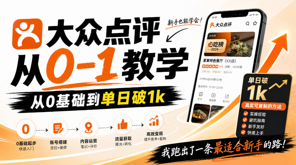 大众点评分成从0-1教学,从0基础到单日破1k,我跑出了一条最适合新手的路插图 大众点评分成从0-1教学,从0基础到单日破1k,我跑出了一条最适合新手的路插图