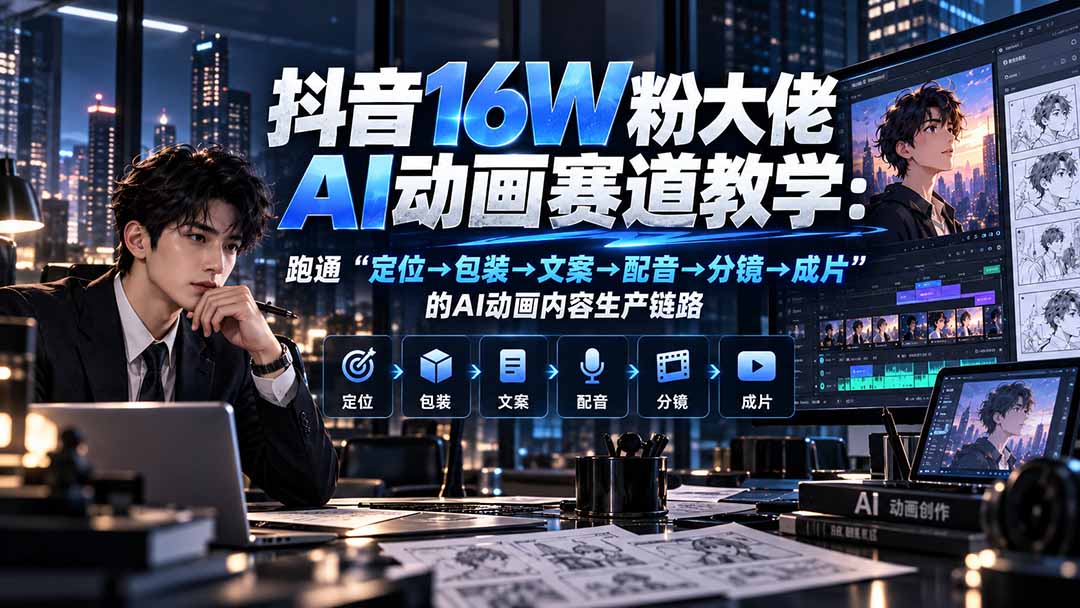 (20791期)抖音16W粉大佬规则门禁AI动画赛道教学:跑通“定位→包装→文案→配音→分镜→成片”的AI动画内容生产链路插图1 (20791期)抖音16W粉大佬规则门禁AI动画赛道教学:跑通“定位→包装→文案→配音→分镜→成片”的AI动画内容生产链路插图1