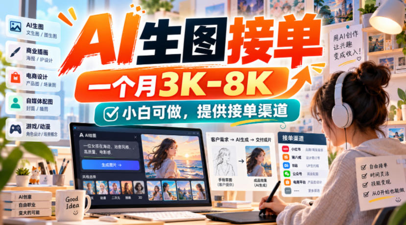 AI生图接单,一个月3K-8K,小白可做,提供接单渠道