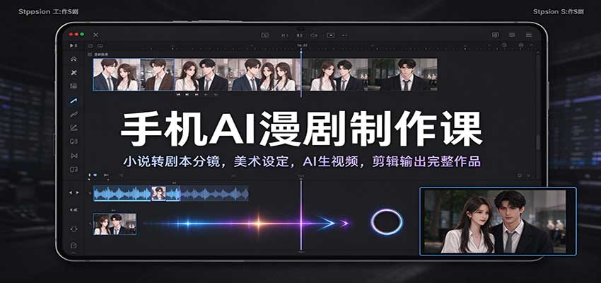 手机AI漫剧制作课:小说转剧本分镜,美术设定,AI生视频,剪辑输出完整作品插图 手机AI漫剧制作课:小说转剧本分镜,美术设定,AI生视频,剪辑输出完整作品插图