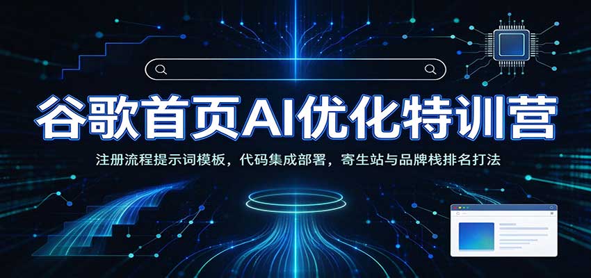 谷歌首页AI优化特训营：AI工具赋能SEO，次级站点搭建，寄生站与品牌栈排名打法