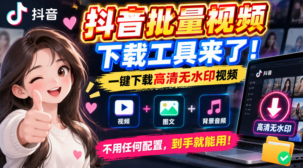 抖音批量视频下载工具,一键下载高清无水印视频,到手就能用插图 抖音批量视频下载工具,一键下载高清无水印视频,到手就能用插图