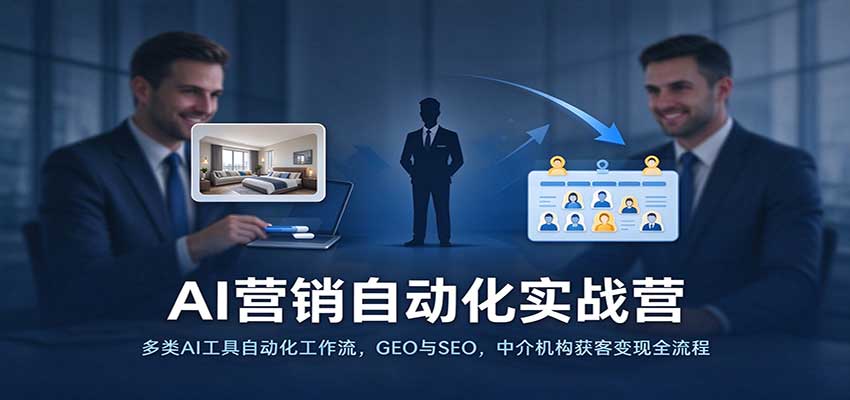 AI营销自动化实战营:多类AI工具自动化工作流,GEO与SEO,中介机构获客变现全流程