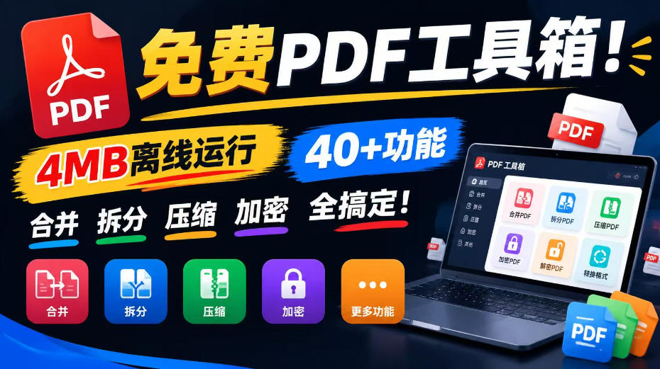 免费PDF工具箱!4MB离线运行,40+功能,合并拆分压缩加密全搞定!插图 免费PDF工具箱!4MB离线运行,40+功能,合并拆分压缩加密全搞定!插图