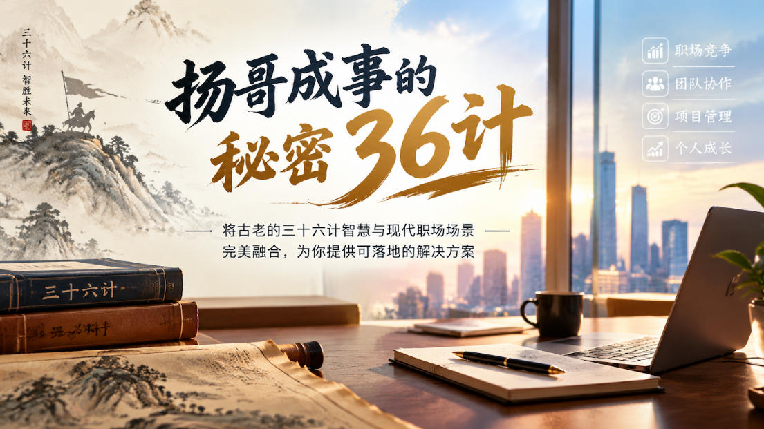 扬哥成事的秘密36计，将古老的三十六计智慧与现代职场场景完美融合，为你提供可落地的解决方案