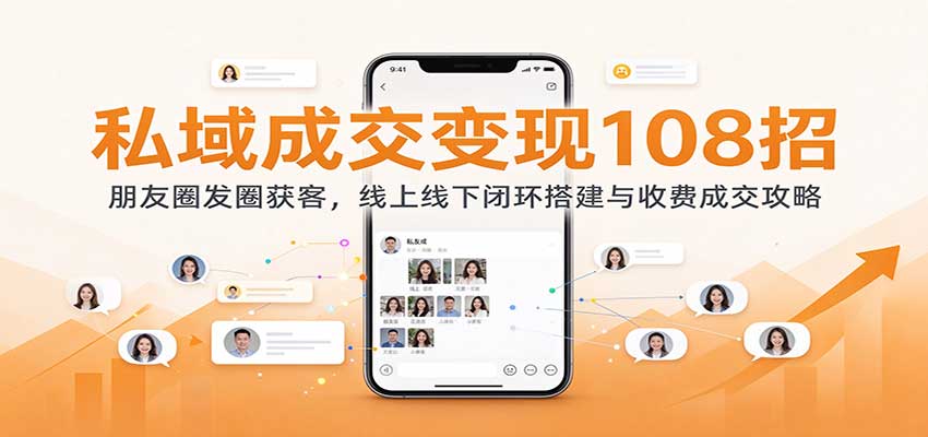私域成交变现108招：朋友圈发圈获客，线上线下闭环搭建与收费成交攻略