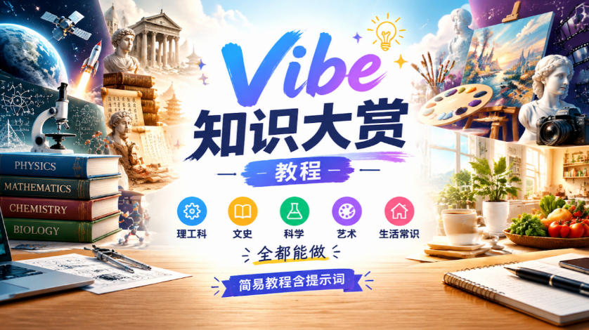 Vibe知识大赏教程,理工科、文史、科学、艺术、生活常识全都能做,简易教程含提示词插图 Vibe知识大赏教程,理工科、文史、科学、艺术、生活常识全都能做,简易教程含提示词插图