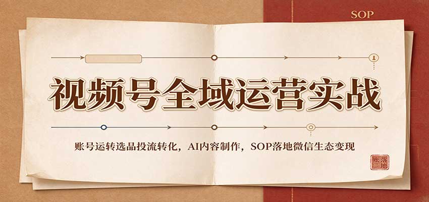 视频号全域运营实战:账号运转选品投流转化,AI内容制作,SOP落地微信生态变现