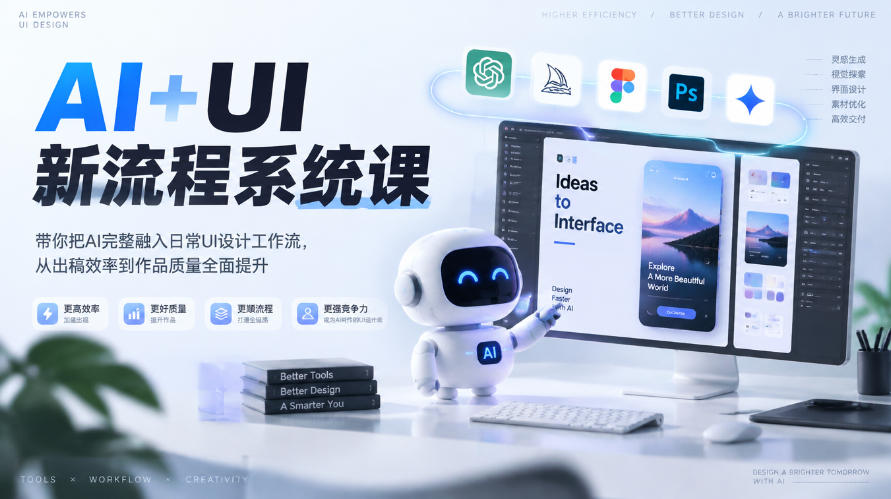 【无水印】AI+UI新流程系统课,带你把AI完整融入日常UI设计工作流,从出稿效率到作品质量全面提升(2026第4期)