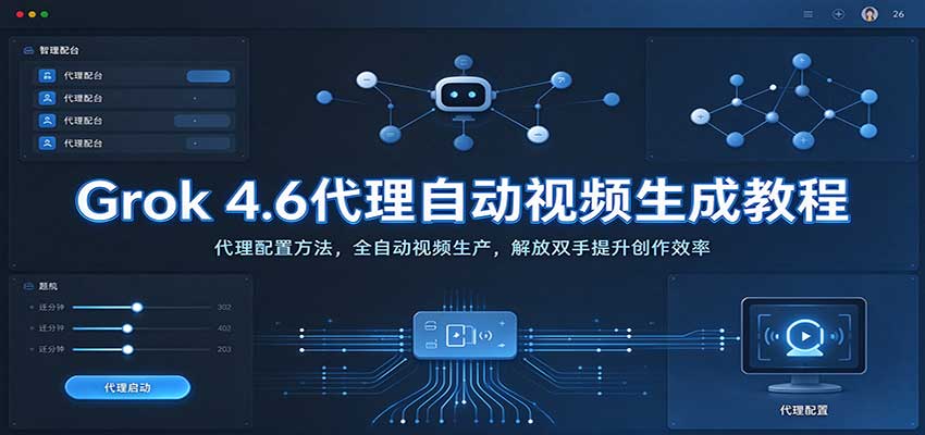 Grok 4.6代理自动视频生成教程:代理配置方法,全自动视频生产,解放双手提升创作效率