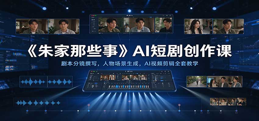 《朱家那些事》AI短剧创作课：剧本分镜撰写，人物场景生成，AI视频剪辑全套教学