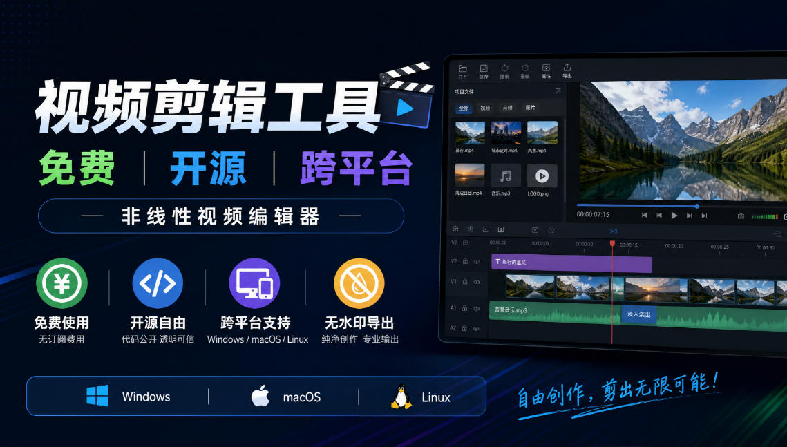 视频剪辑工具,免费、开源、跨平台,非线性视频编辑器,支持Windows、macOS、Linux,无水印、无订阅费用插图 视频剪辑工具,免费、开源、跨平台,非线性视频编辑器,支持Windows、macOS、Linux,无水印、无订阅费用插图