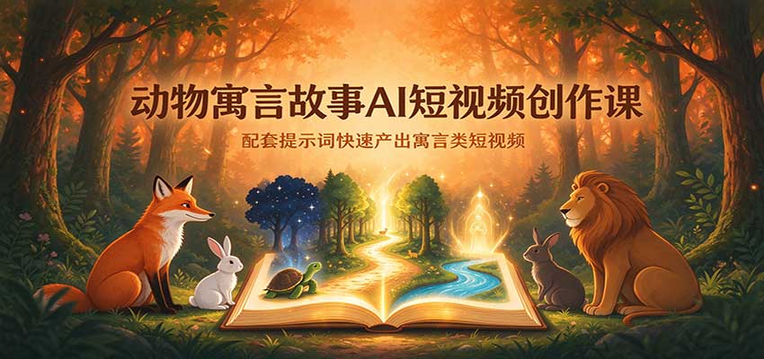 动物寓言故事AI短视频创作课：配套提示词快速产出寓言类短视频